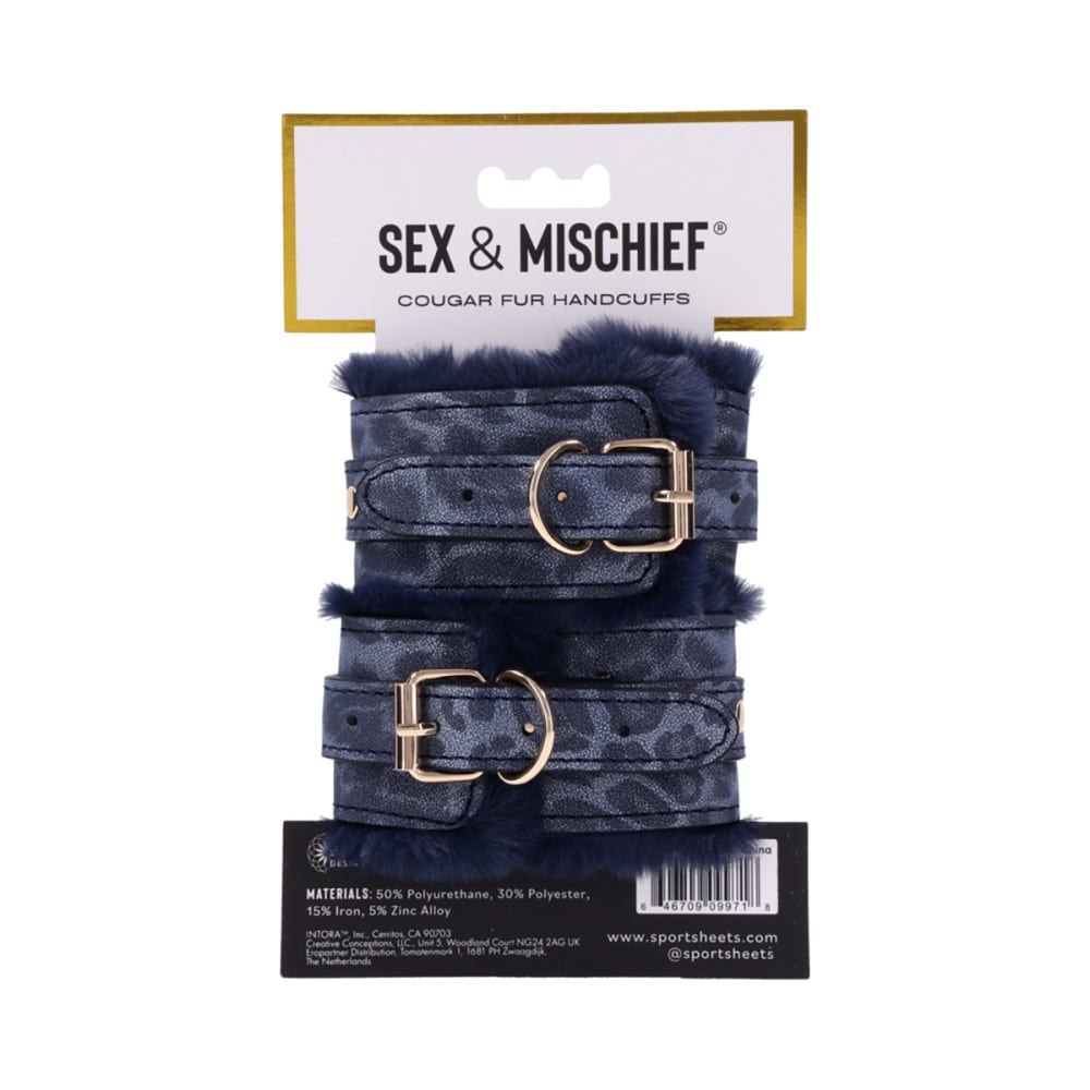 Sex & Mischief Cougar Faux Fur Handcuffs | Melody's Room