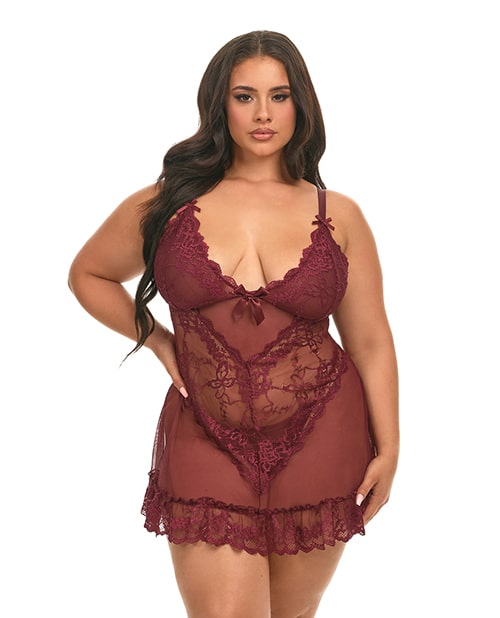 Valentine Zinfandel Lacey Babydoll w/ G-String | Melody's Room