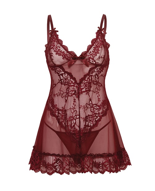 Valentine Zinfandel Lacey Babydoll w/ G-String | Melody's Room