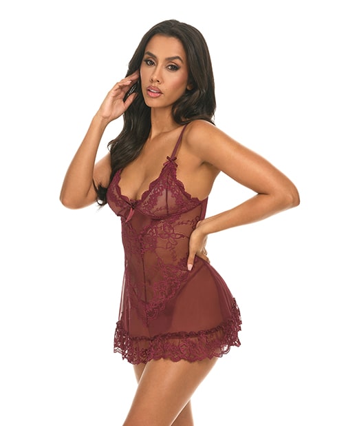 Valentine Zinfandel Lacey Babydoll w/ G-String | Melody's Room