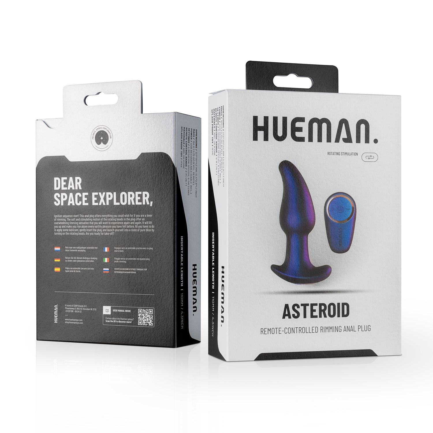 Hueman Asteroid Rimming Anal Plug w/ Remote Control & Rotating Beads