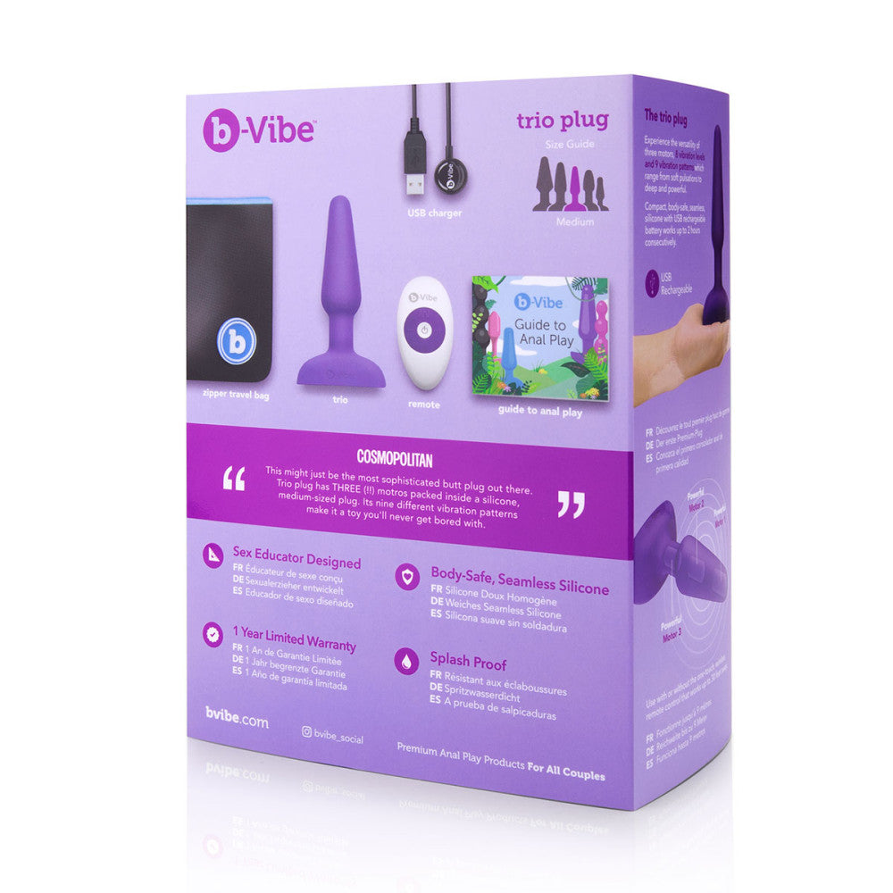 B-Vibe Purple Trio Butt Plug - Melody's Room