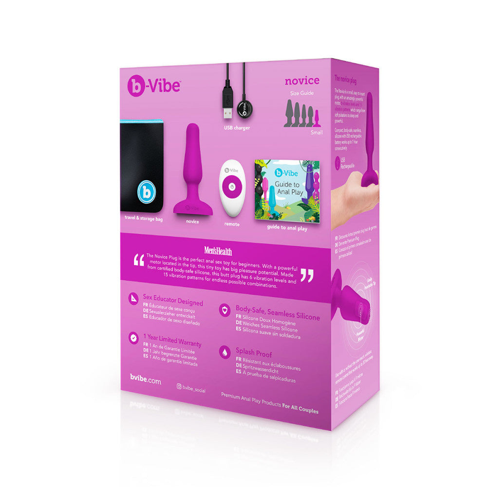 B-Vibe Fuchsia Novice Booty Plug - Melody's Room