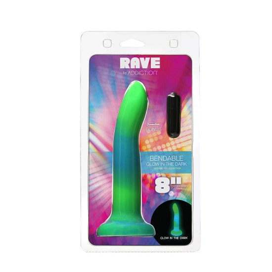 BMS Addiction Glow-in-the-Dark Green Blue Rave 8" Dildo | Melody's Room