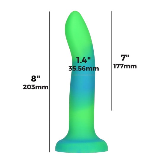 BMS Addiction Glow-in-the-Dark Green Blue Rave 8" Dildo | Melody's Room