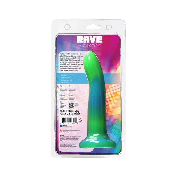 BMS Addiction Glow-in-the-Dark Green Blue Rave 8" Dildo | Melody's Room