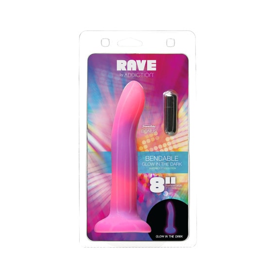 Addiction Glow-in-the-Dark Pink Purple Rave 8" Dildo | Melody's Room