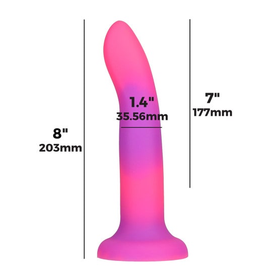 Addiction Glow-in-the-Dark Pink Purple Rave 8" Dildo | Melody's Room