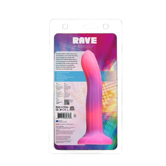 Addiction Glow-in-the-Dark Pink Purple Rave 8" Dildo | Melody's Room