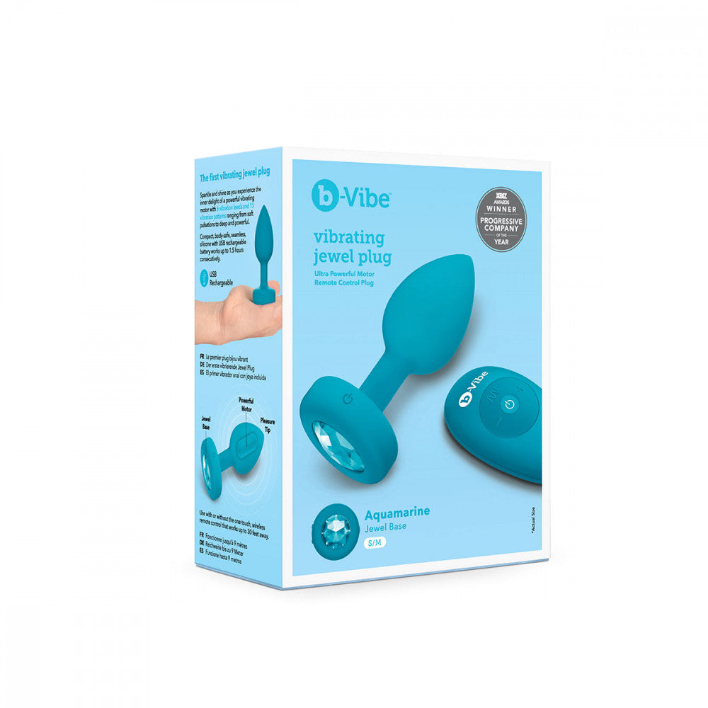 B-Vibe Vibrating Jewel Aqua Plug Small/Medium - Melody's Room