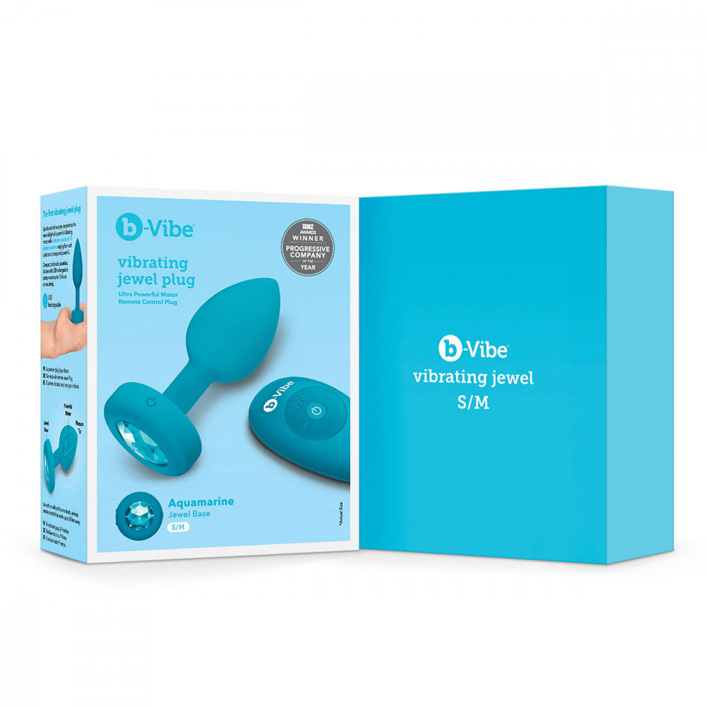 B-Vibe Vibrating Jewel Aqua Plug Small/Medium - Melody's Room