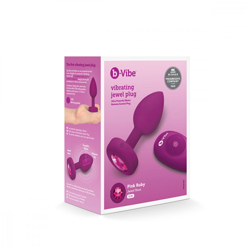 B-Vibe Vibrating Jewel Fuchsia Plug Small/Medium - Melody's Room