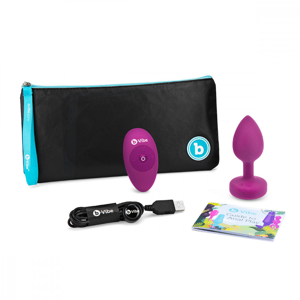 B-Vibe Vibrating Jewel Fuchsia Plug Small/Medium - Melody's Room