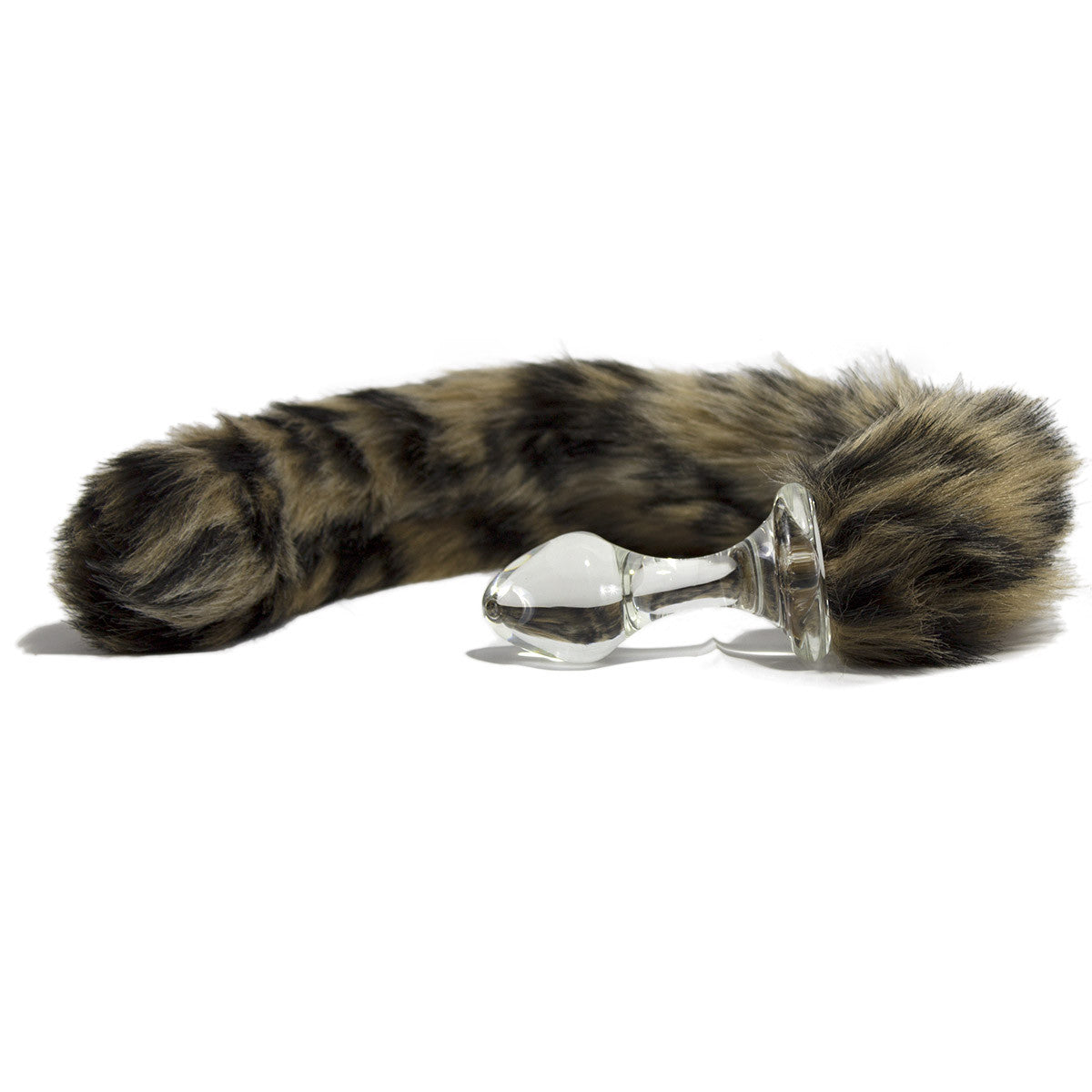 Leopard Crystal Minx Tail Faux Fur Glass Anal Plug