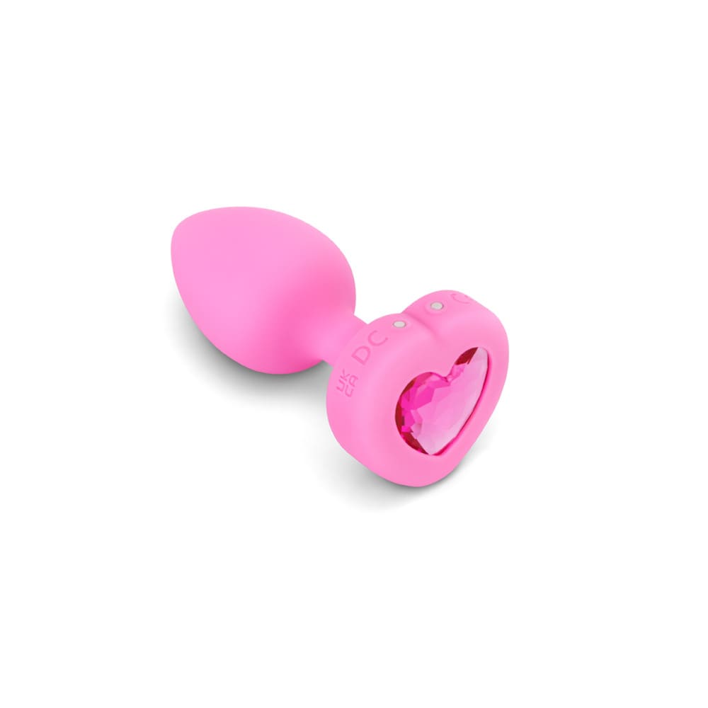 B-Vibe Vibrating Pink Topaz Heart Plug - Small/Medium