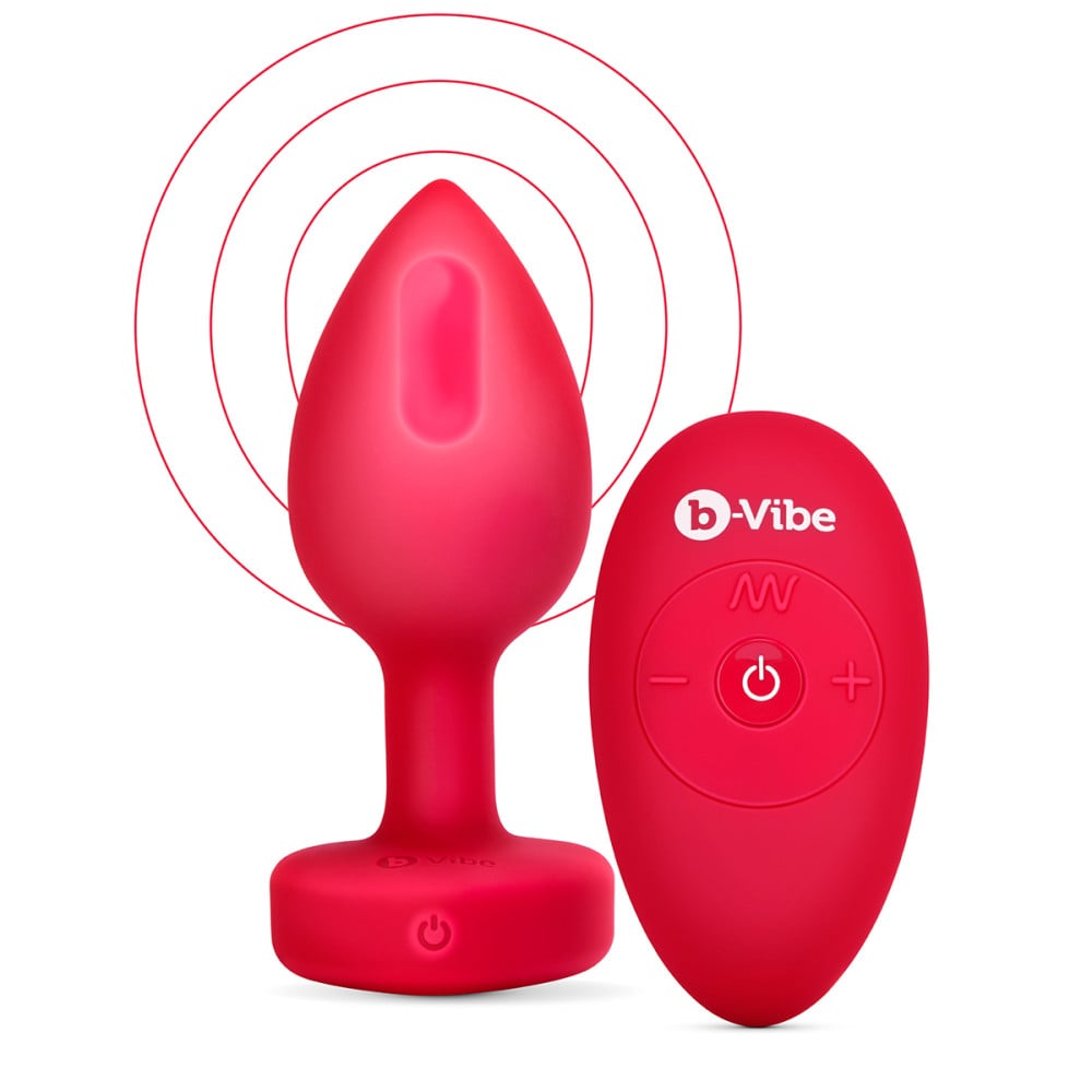 B-Vibe Vibrating Scarlet Ruby Heart Butt Plug - Medium/Large