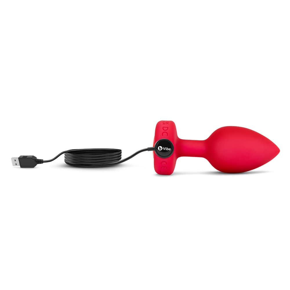 B-Vibe Vibrating Scarlet Ruby Heart Butt Plug - Medium/Large