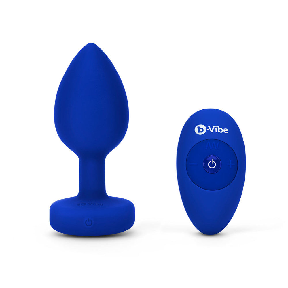 B-Vibe Blue Sapphire Vibrating Jewel Plug L/XL - Melody's Room