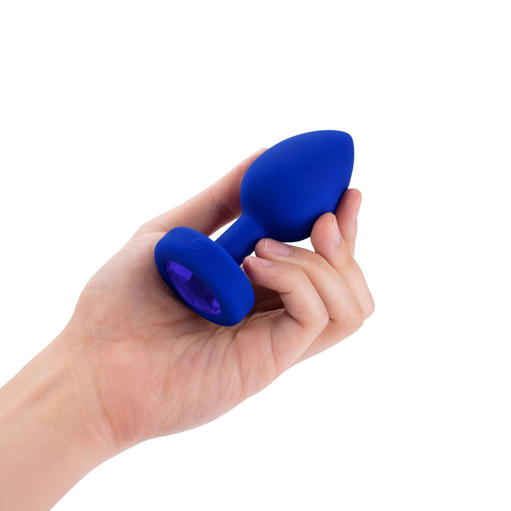 B-Vibe Blue Sapphire Vibrating Jewel Plug L/XL - Melody's Room