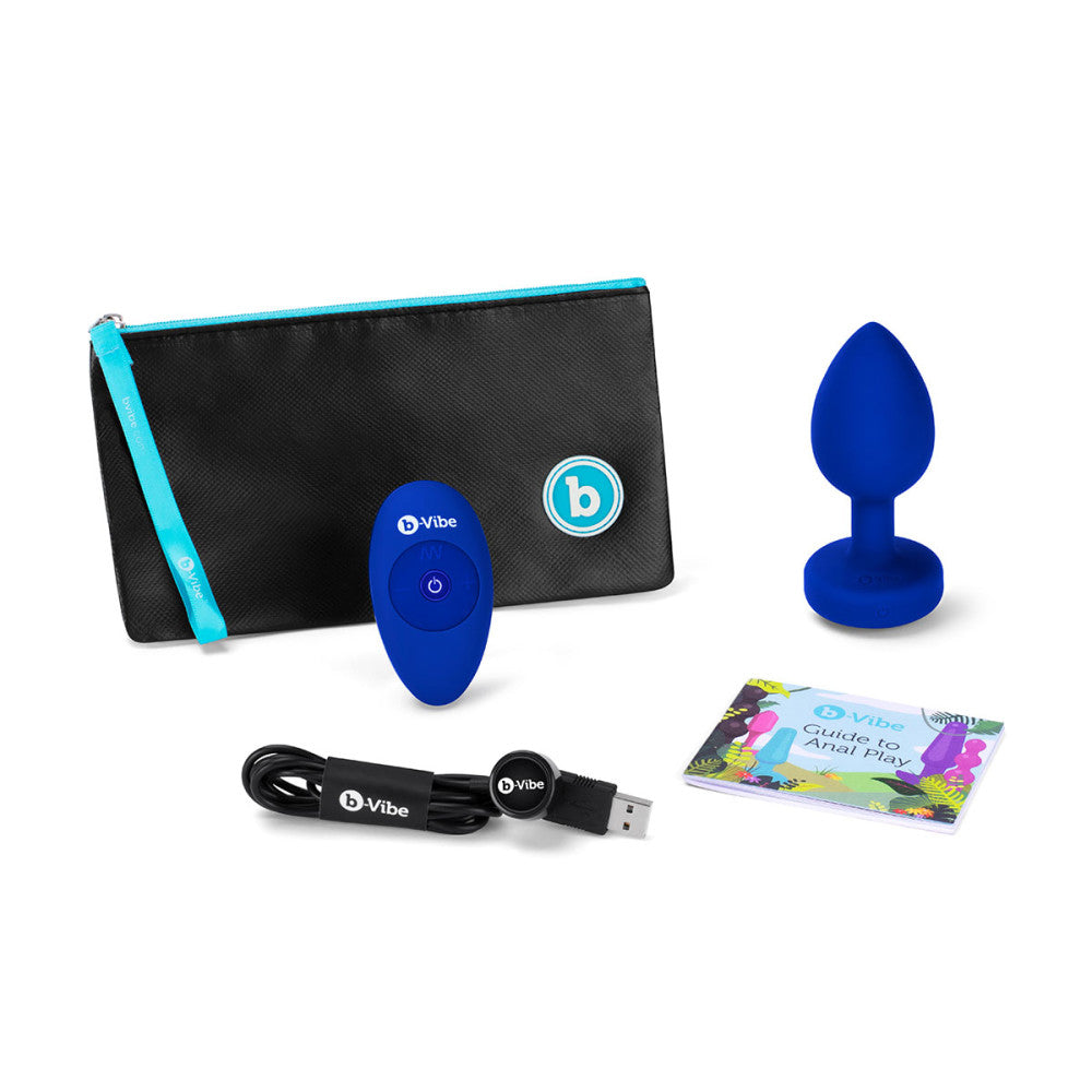 B-Vibe Blue Sapphire Vibrating Jewel Plug L/XL - Melody's Room