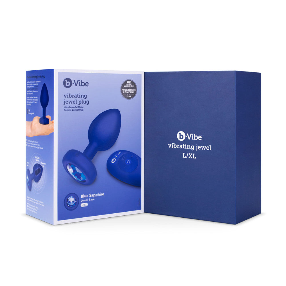 B-Vibe Blue Sapphire Vibrating Jewel Plug L/XL - Melody's Room