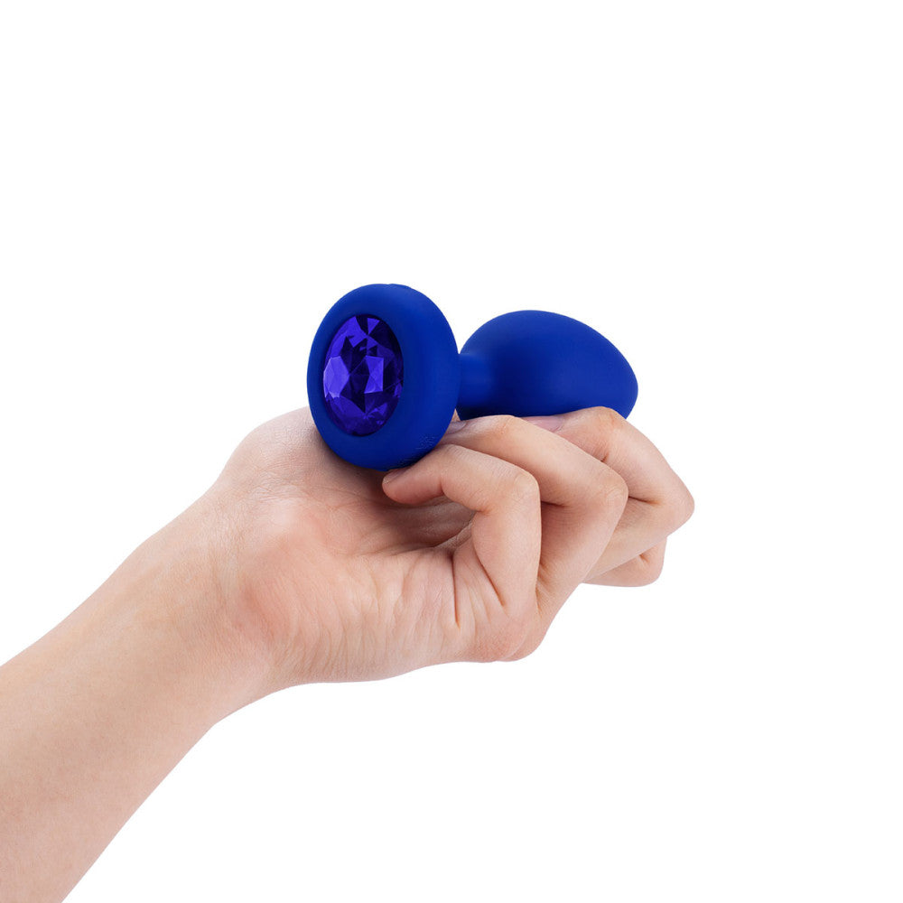 B-Vibe Blue Sapphire Vibrating Jewel Plug L/XL - Melody's Room