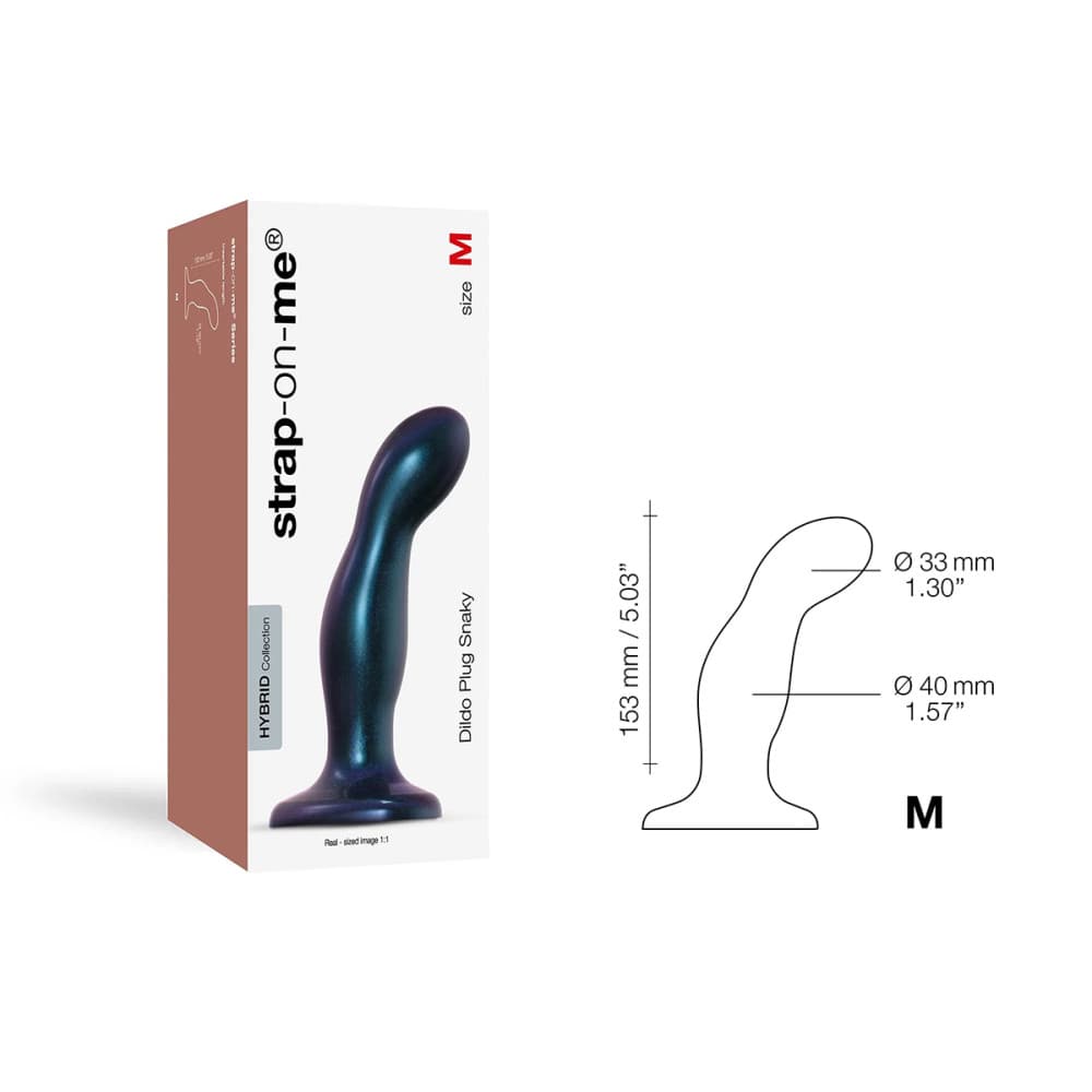 Strap-On-Me Snaky Metallic Blue Medium Dildo Plug | Melody's Room