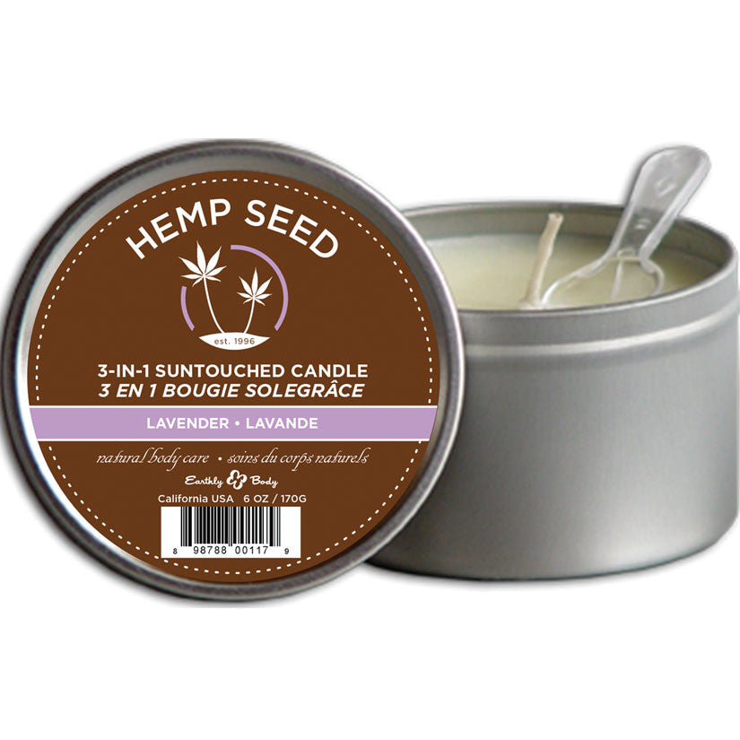 Lavender Earthly Body 3-in-1 Suntouched Massage Oil Hemp Candle - Melody's Room