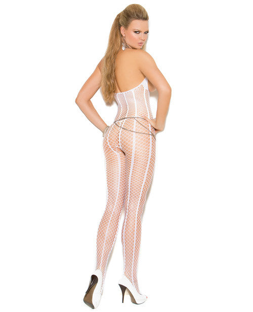 Vivace White Open Bust Crochet Bodystocking 