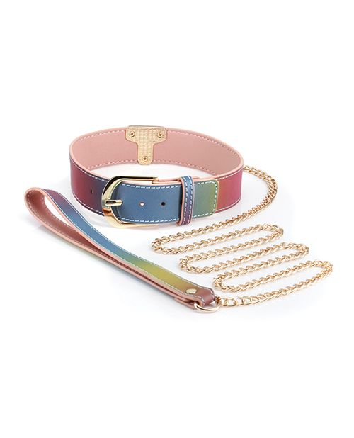 Spectra Rainbow Bondage Collar & Leash | Melody's Room