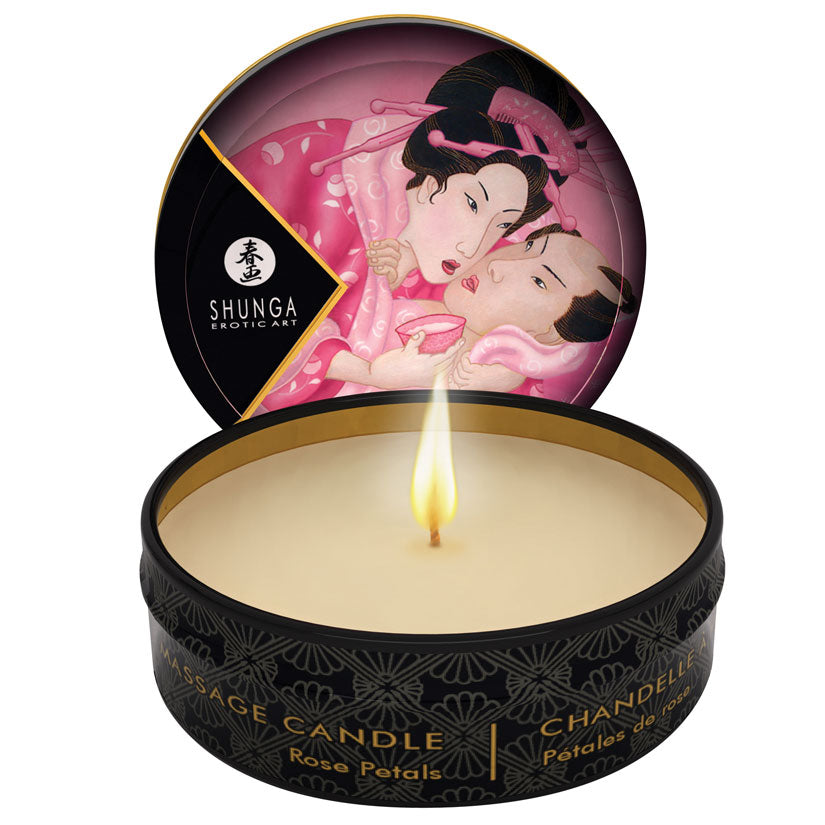 Shunga Rose Petals Mini Massage Candle - Melody's Room