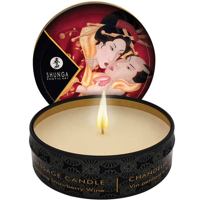 Shunga Sparkling Strawberry Wine Mini Massage Candle - Melody's Room