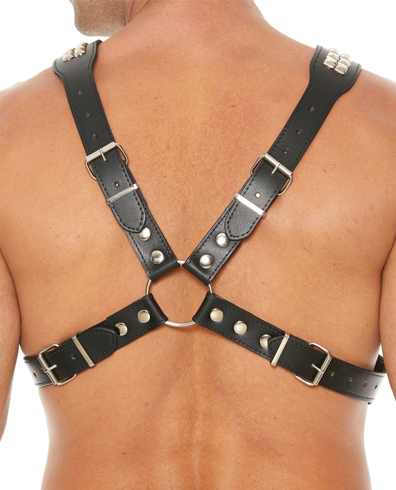 Shots Uomo Men's Pyramid Black Stud Body Harness | Melody's Room