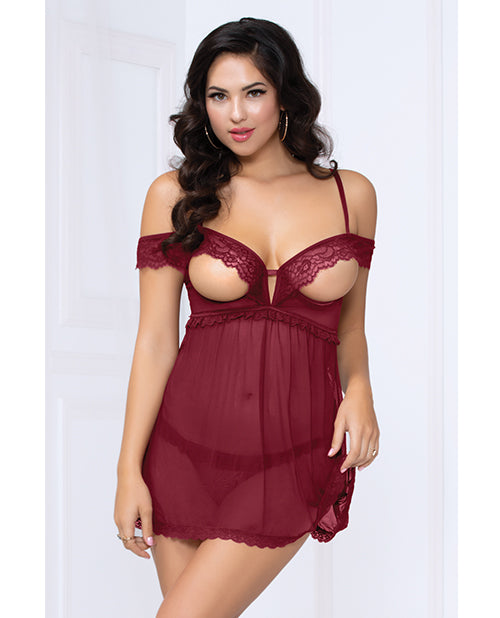 Enticing Wine Babydoll Set by Seven Til Midnight in Melody's Room