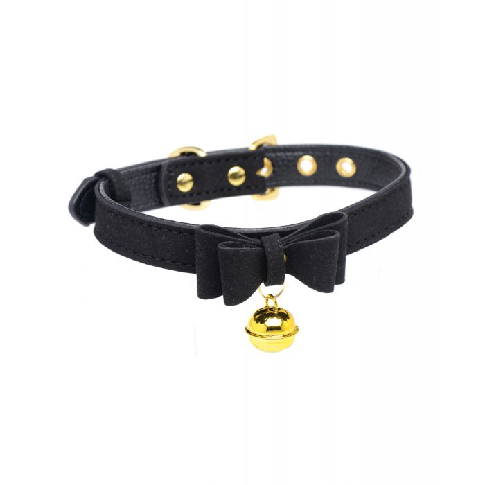 Master Series Golden Kitty Cat Bell Collar in Pink or Black | Melody's Room