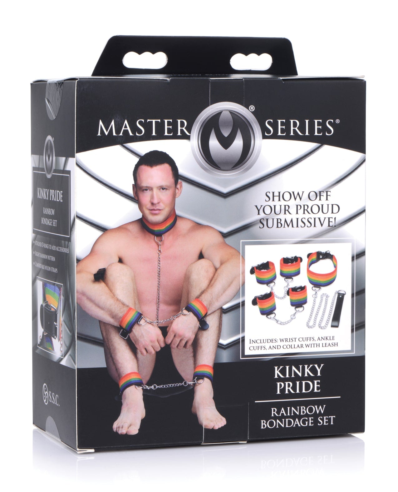 Master Series Kinky Pride Rainbow Wrist & Ankle Cuffs Bondage Set | Melody's Room