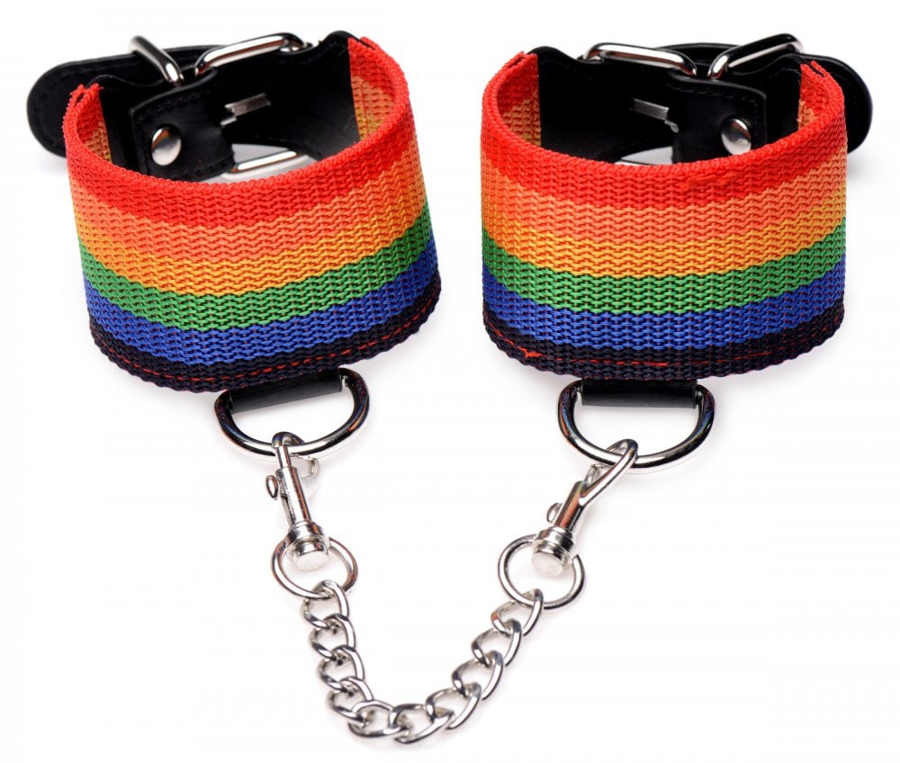 Master Series Kinky Pride Rainbow Wrist & Ankle Cuffs Bondage Set | Melody's Room