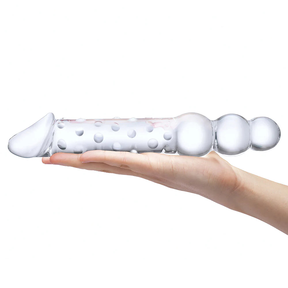 GLAS 12" Double Ended Glass Dildo with Anal Beads - Melody's Room