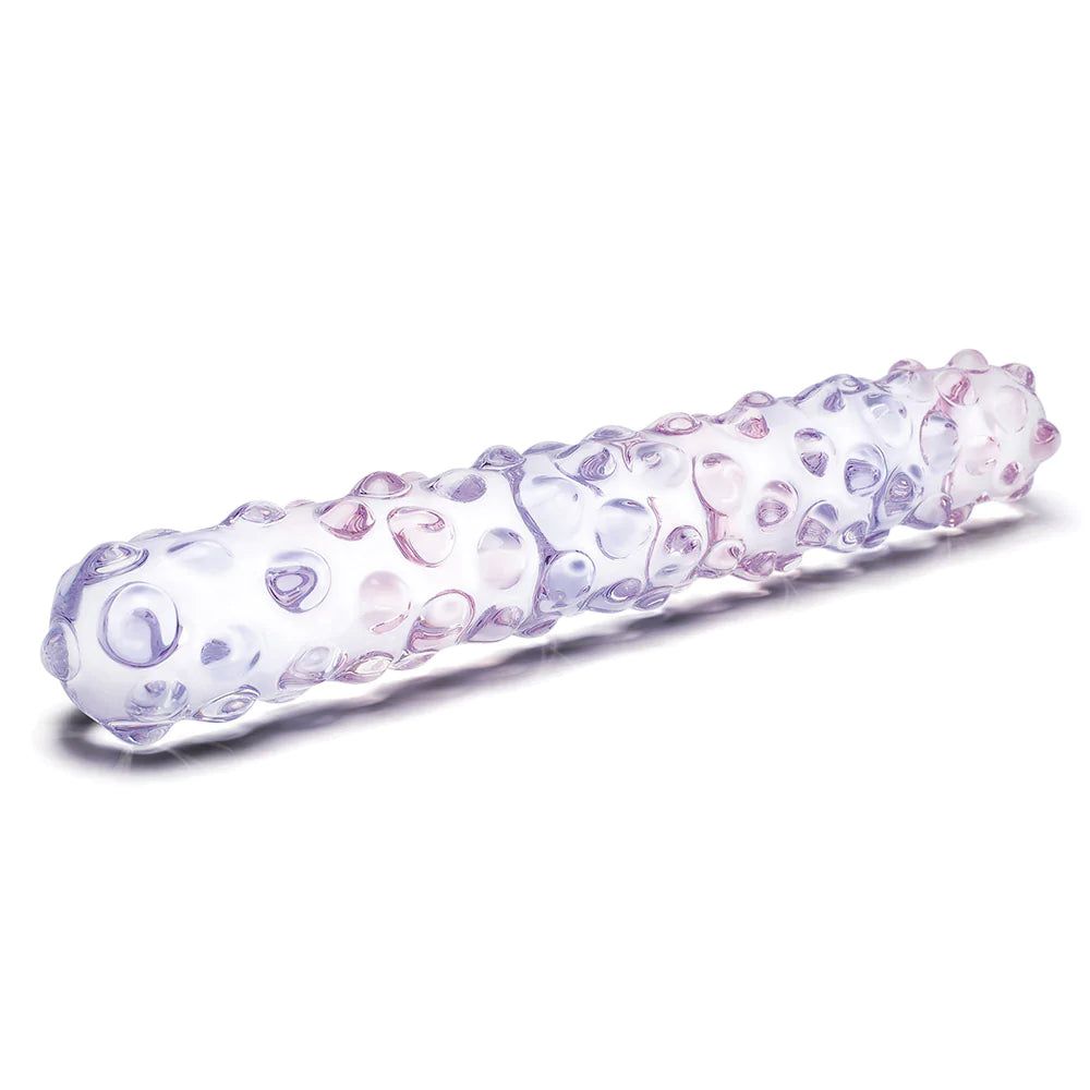 GLAS Purple Rose Nubby Glass Dildo 9" - Melody's Room