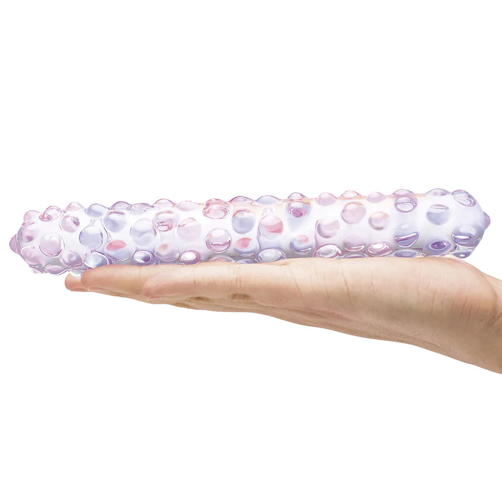 GLAS Purple Rose Nubby Glass Dildo 9" - Melody's Room