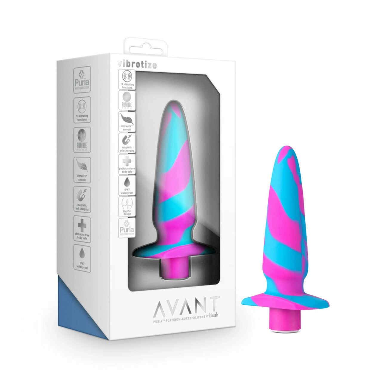 Avant Vibrotize Silicone Vibrating Butt Plug in Fuchsia - Melody's Room Anal Toys