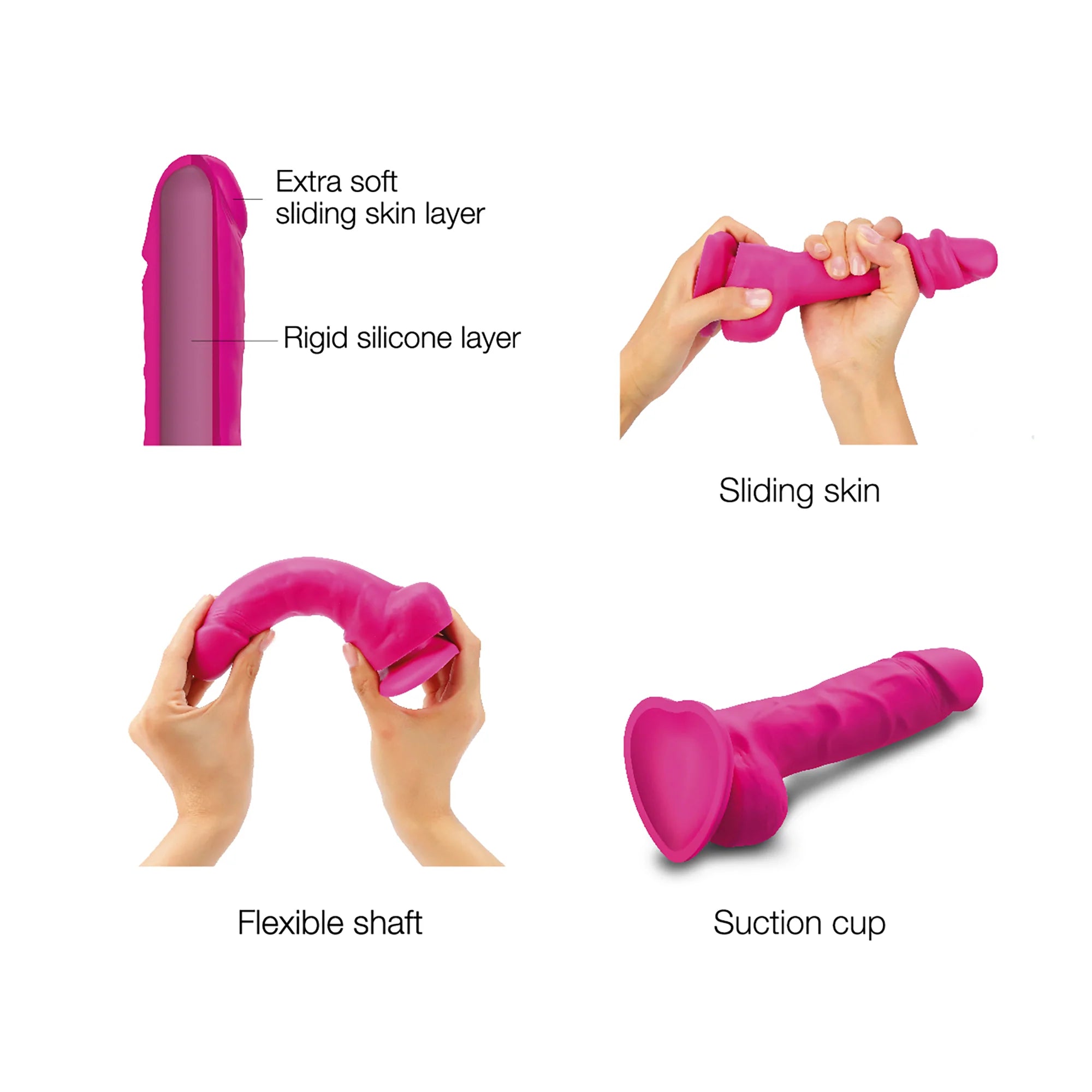 Strap-On-Me Sliding Skin Realistic Dil in Fuchsia - Melody's Room