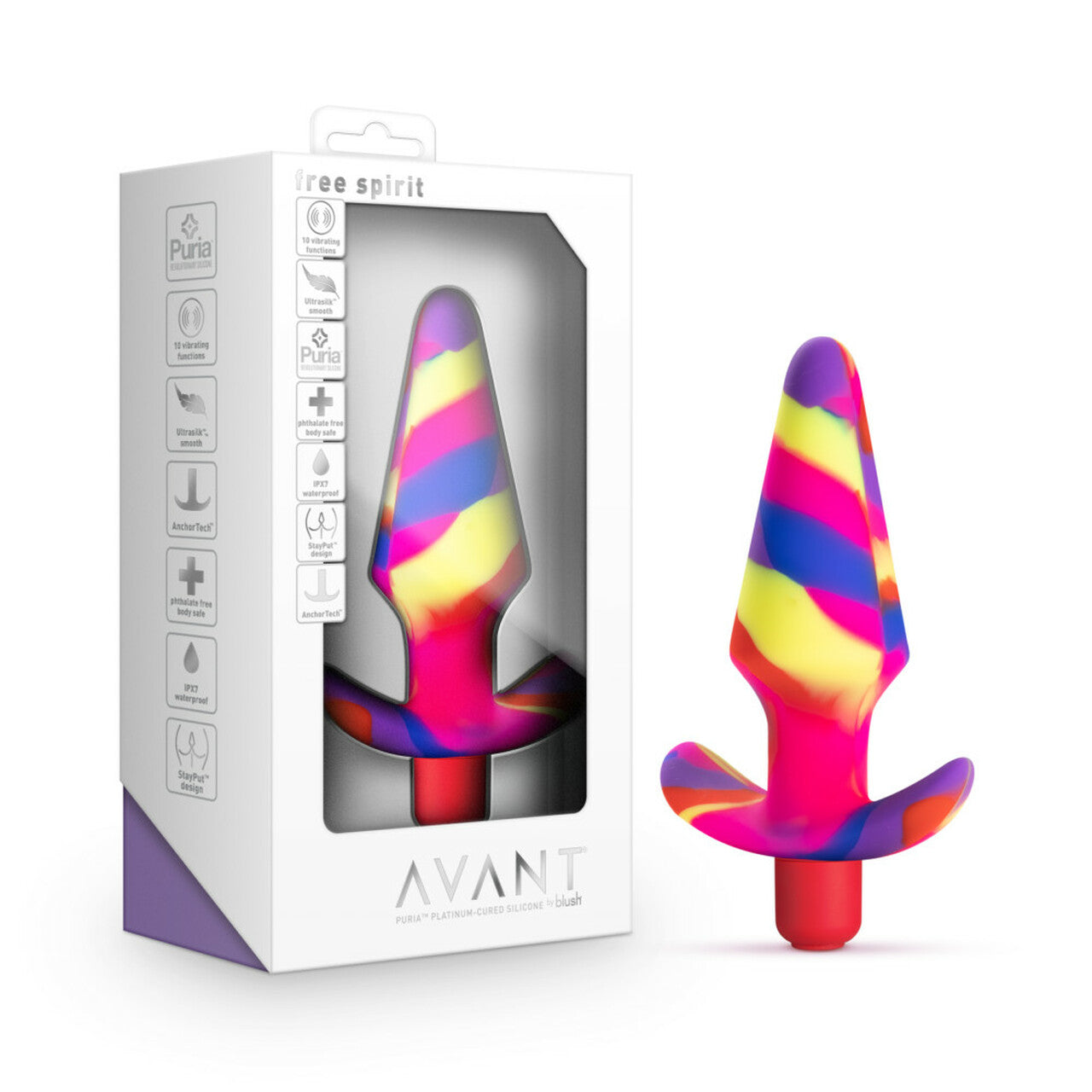 Avant Free Spirit Silicone Vibrating Butt Plug Scarlet - Melody's Room Anal Toys